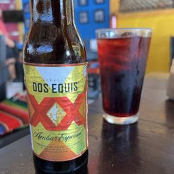 La Palapa - Dos Equis bottle, Jamaca non-alcoholic drink