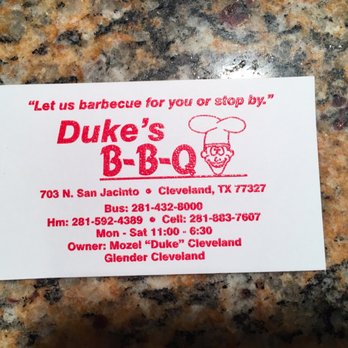 Duke's Bar-B-Que - ows business card - Barbeque Near Me - Cleveland, Texas