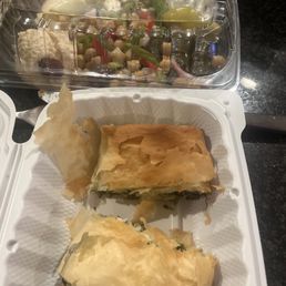 Spanakopita and side sampler Spanakopita and side sampler