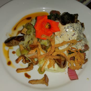 Alder Wood Bistro - Tierra Y Mar - Salmon with mustard sauce and lamb sausage - New American Near Me - Sequim, Washington