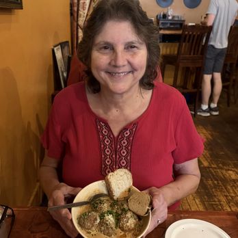 Olde Madrid - My wife Linda with Almond Meatballs - Spanish Near Me - Racine, Wisconsin Olde Madrid - My wife Linda with Almond Meatballs - Spanish Near Me - Racine, Wisconsin