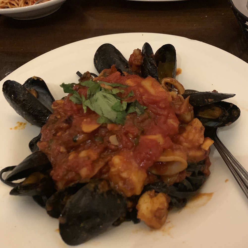 Pizza Classica - Fruta di Mare with squid ink linguine - Pizza Near Me - Glendale, New York Pizza Classica - Fruta di Mare with squid ink linguine - Pizza Near Me - Glendale, New York