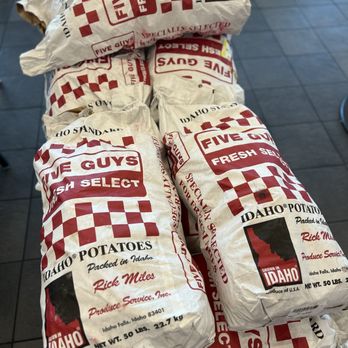Five Guys - Miramar - stacked bags of potato chips - Burgers Near Me - Miramar, Florida