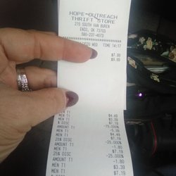 Hope Outreach Thrift Store - Our reciept