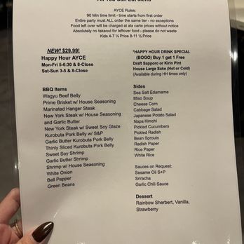 Shinobu Japanese BBQ - Menu as of 11/22/24 - Barbeque Near Me - Westminster, California
