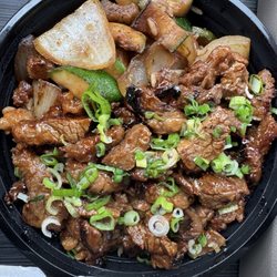 A well portioned, Beef Bulgalgi. This was made with flank steak instead of ground beef.