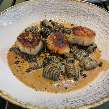 Marsh House - Squid ink pasta with scallops - Southern Near Me - Nashville, Tennessee Marsh House - Squid ink pasta with scallops - Southern Near Me - Nashville, Tennessee