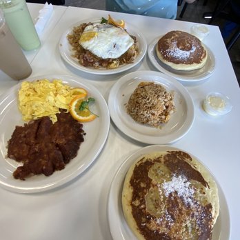 Aloha Stacks - Mac'Nut Banana Pancake, Corned Beef Hash and Eggs Combo, Loco Moco, Fried Rice, Lattes - Pancakes Near Me - Cerritos, California