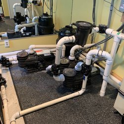 All the piping for the underwater treadmill