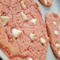 Ashley's Famous Cookies - Strawberry Crack cookies are strawberry cookies topped with White Chocolate Chips.