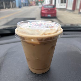 513 Coffee - Dot cake latte - Coffee & Tea Near Me - Covington, Kentucky