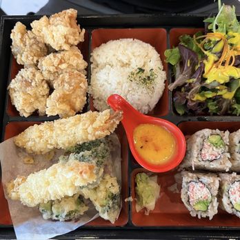 Hashi Gawa - 7/31/24 FYI, Three item dinner bento - chicken karaage, CA roll, Combo tempura - Japanese Near Me - Alameda, California Hashi Gawa - 7/31/24 FYI, Three item dinner bento - chicken karaage, CA roll, Combo tempura - Japanese Near Me - Alameda, California