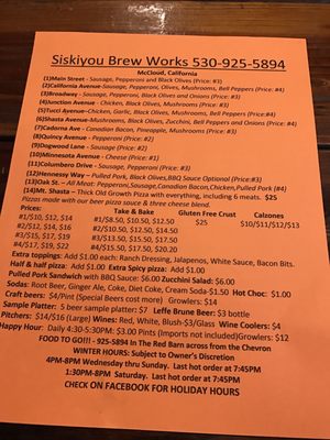 Menu photo 5 Siskiyou Brew Works McCloud, CA Menu photo 5 Siskiyou Brew Works McCloud, CA