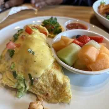 Swamis Cafe - Lobster omelet with fruit. - Breakfast & Brunch Near Me - Escondido, California Swamis Cafe - Lobster omelet with fruit. - Breakfast & Brunch Near Me - Escondido, California