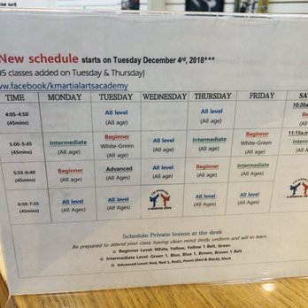 K Martial Arts Academy - Class schedule - Martial Arts Near Me - Atlanta, Georgia