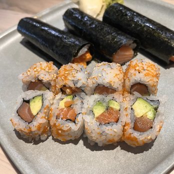 Nozomi - Alaska roll (happy hour) and Temaki (hand rolls) in back - Sushi Bars Near Me - Denver, Colorado Nozomi - Alaska roll (happy hour) and Temaki (hand rolls) in back - Sushi Bars Near Me - Denver, Colorado