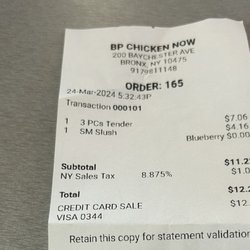 Chicken Now - Receipt for pcs but it was like 3 breast ,Yum!!