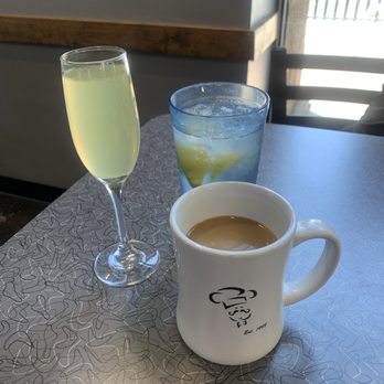 Biscuits Cafe - Decafe coffee  Pineapple mimosa  Water with lemon - Breakfast & Brunch Near Me - Glendale, Arizona