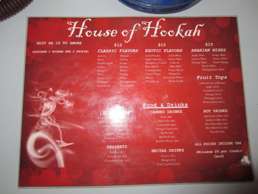 Menu photo 2 House of Hookah Atlanta, GA Menu photo 2 House of Hookah Atlanta, GA