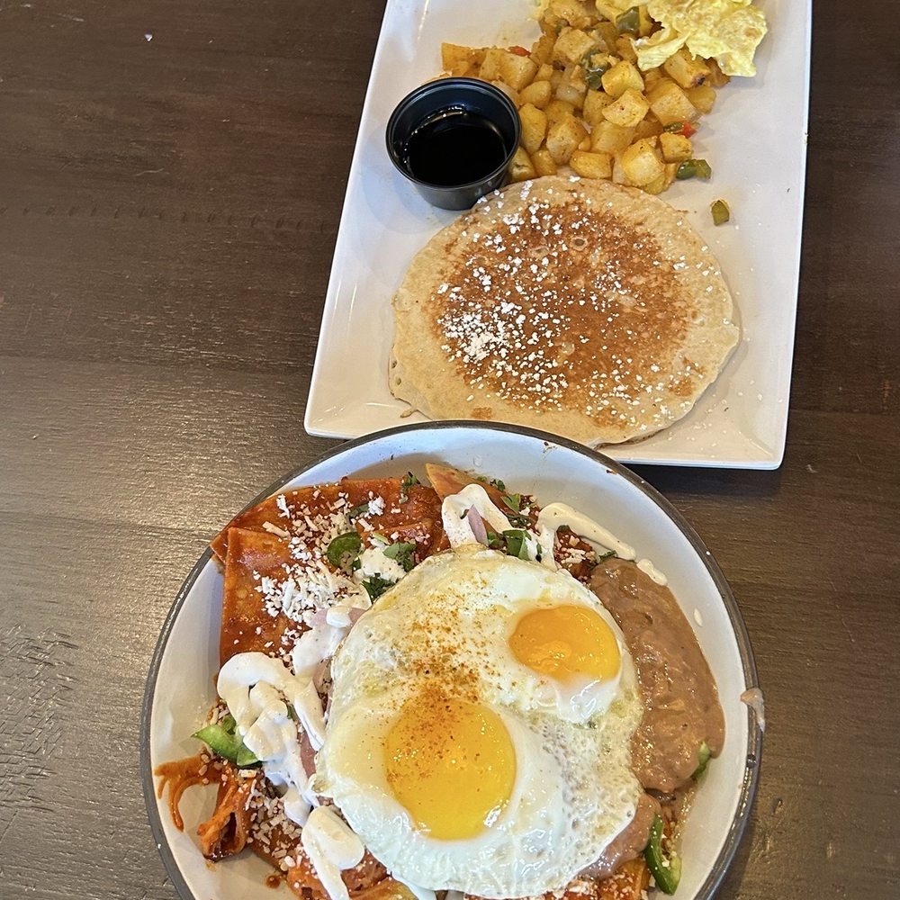 Chilaquiles Modern Kitchen - Build your own and a pancake with potatoes and egg - Mexican Near Me - Mesa, Arizona Chilaquiles Modern Kitchen - Build your own and a pancake with potatoes and egg - Mexican Near Me - Mesa, Arizona