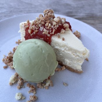 Josephine House - Goat cheese cheesecake with matcha ice cream - American Near Me - Austin, Texas Josephine House - Goat cheese cheesecake with matcha ice cream - American Near Me - Austin, Texas