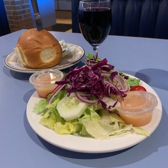 Blue Dolphin - Tossed salad fresh bun and of course wine - American Near Me - Apalachin, New York Blue Dolphin - Tossed salad fresh bun and of course wine - American Near Me - Apalachin, New York
