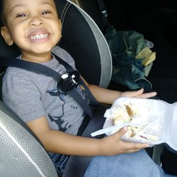 Kokitos - My son devouring his slice of cheesecake! :)