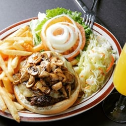 The Egg and I Restaurants - Homemade Half Pound Burger with Mushroom and Swiss