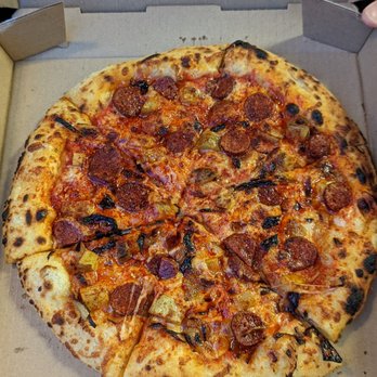 Wild Flour Pizza - Chorizo Pizza on Sourdough crust ($22) - Pizza Near Me - Burnaby, British Columbia
