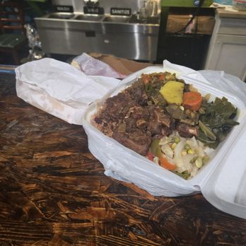 Mama's Caribbean Grill - Curry goat and oxtail with beef patties - Caribbean Near Me - Charlotte, North Carolina