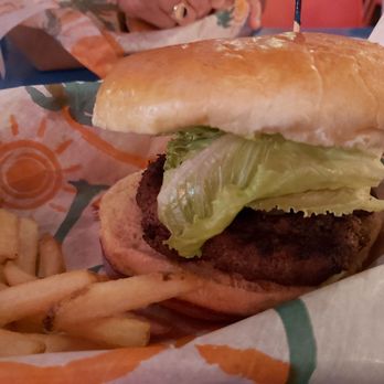 Lazy Jack's Bar & Pizza - Lazy Jack's burger with fries - Pizza Near Me - Vieques, Puerto Rico