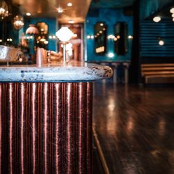 Monroe - Main bar custom copper metallic layered leather padding