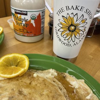 The Bake Shop - Sour dough pancakes with a yummy latte in my coffee mug. They even use real maple syrup and homemade jams. - Bakeries Near Me - Girdwood, Alaska The Bake Shop - Sour dough pancakes with a yummy latte in my coffee mug. They even use real maple syrup and homemade jams. - Bakeries Near Me - Girdwood, Alaska