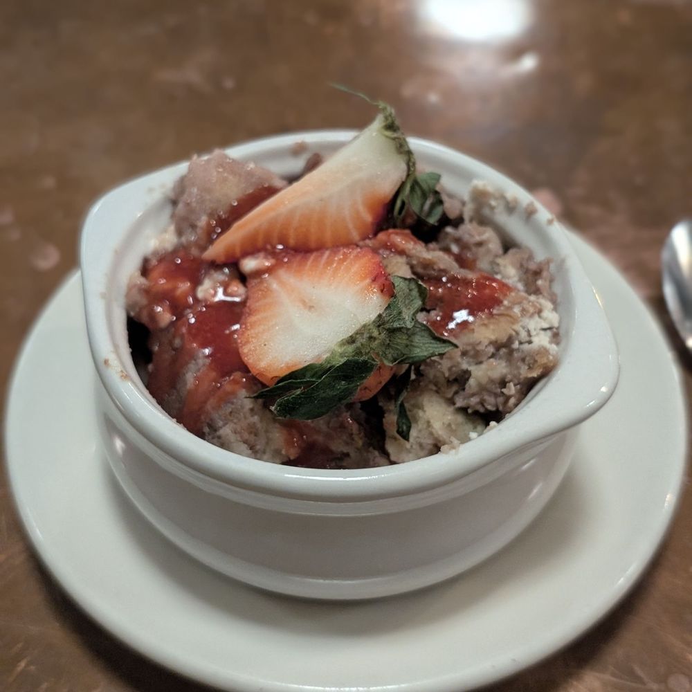 Table 50 - Strawberry cheesecake bread pudding - New American Near Me - Roanoke, Virginia Table 50 - Strawberry cheesecake bread pudding - New American Near Me - Roanoke, Virginia