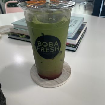 Boba Fresh - Strawberry Matcha Milk Tea - Bubble Tea Near Me - Clovis, California