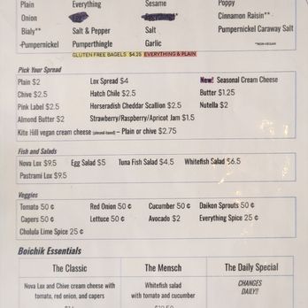 Boichik Bagels - Menu - Bagels Near Me - San Francisco, California