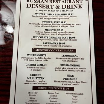 Moscow On The Hill - Dessert Menu - Russian Near Me - Saint Paul, Minnesota