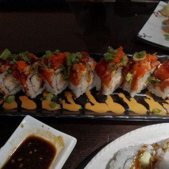 Aburiya Sushi - Sockeye magic roll, not. Bad. Pricey for essentially Cali roll with sockeye on top and random sauce. - Japanese Near Me - Maple Ridge, British Columbia