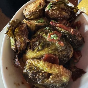 Nick's Manhattan Beach - Roasted brusse sprouts with candied pecans and bacon--special of the day, loved it! - American Near Me - Manhattan Beach, California Nick's Manhattan Beach - Roasted brusse sprouts with candied pecans and bacon--special of the day, loved it! - American Near Me - Manhattan Beach, California