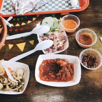 Salsa Verde Restaurant - Variety of salsa including very very spicy ones.  The salsa bar also includes coleslaw and stir fried onions with jalapeños. - Mexican Near Me - Tucson, Arizona