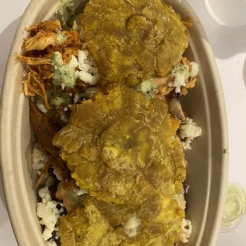 Arepa Zone - Tostones, shredded chicken, pulled pork, black beans, slaw, queso fresco - Venezuelan Near Me - Washington, DC, District of Columbia