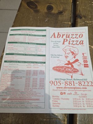 Menu photo 3 Abruzzo Pizza Richmond Hill, ON Menu photo 3 Abruzzo Pizza Richmond Hill, ON