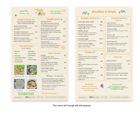 Menu photo 1 The Conscious Cafe Spring Hill, FL