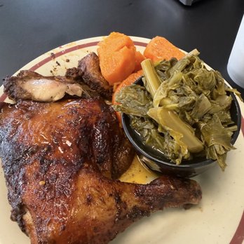 Bobbie D's - Greens Jerk Chicken Sweet Potatoe yams Corn bread not shown - Southern Near Me - Little Rock, Arkansas Bobbie D's - Greens Jerk Chicken Sweet Potatoe yams Corn bread not shown - Southern Near Me - Little Rock, Arkansas