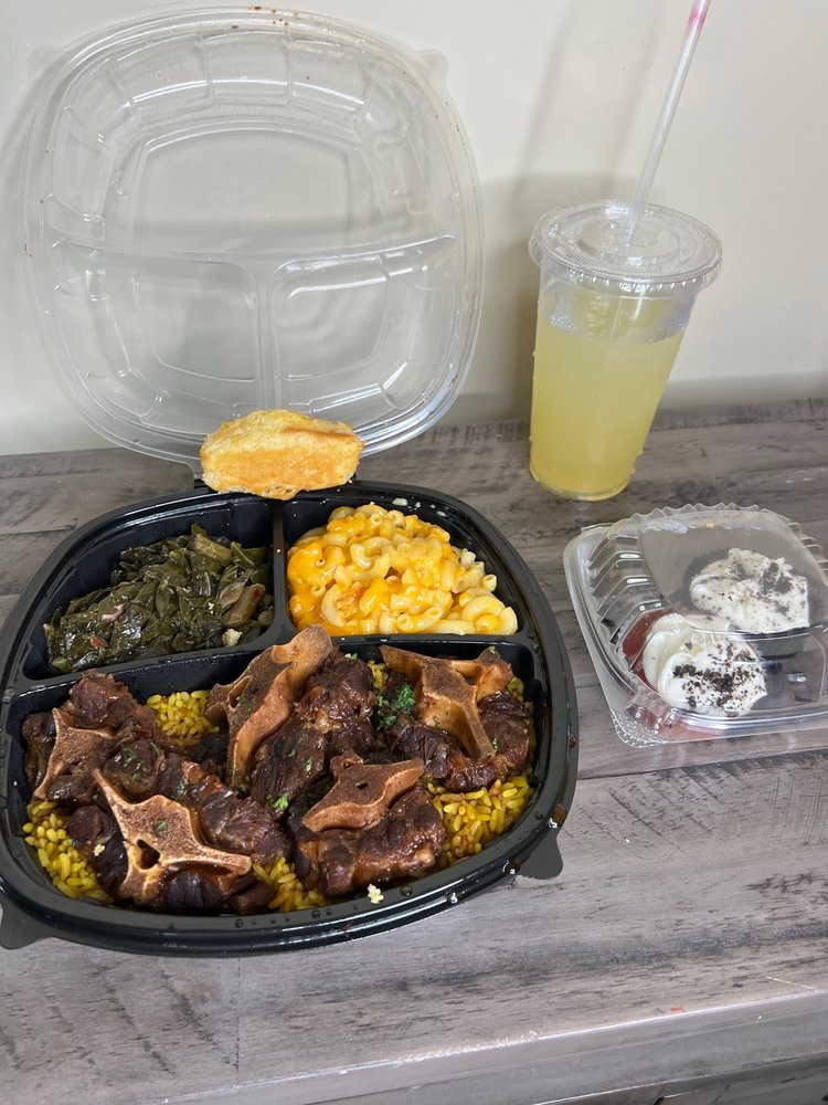 Oxtails Mac n Cheese Smoked Turkey Collard Greens 2 Piece Red Velvet