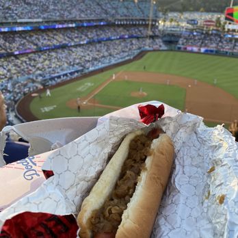Dodger Stadium - Spicy Kosher Dog with Grilled Onions - Stadiums & Arenas Near Me - Los Angeles, California Dodger Stadium - Spicy Kosher Dog with Grilled Onions - Stadiums & Arenas Near Me - Los Angeles, California