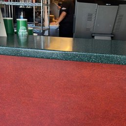 the counter area of a restaurant