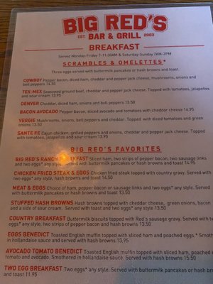 Menu photo 1 Big Red's Bar and Grill Beaverton, OR Menu photo 1 Big Red's Bar and Grill Beaverton, OR