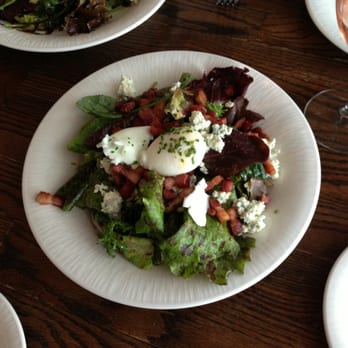 New Leaf Cafe - Larson salad with bacon, poached egg, and gorgonzola - New American Near Me - Eastsound, Washington New Leaf Cafe - Larson salad with bacon, poached egg, and gorgonzola - New American Near Me - Eastsound, Washington