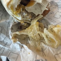 Plastic in breakfast burrito